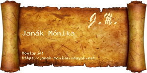 Janák Mónika névjegykártya